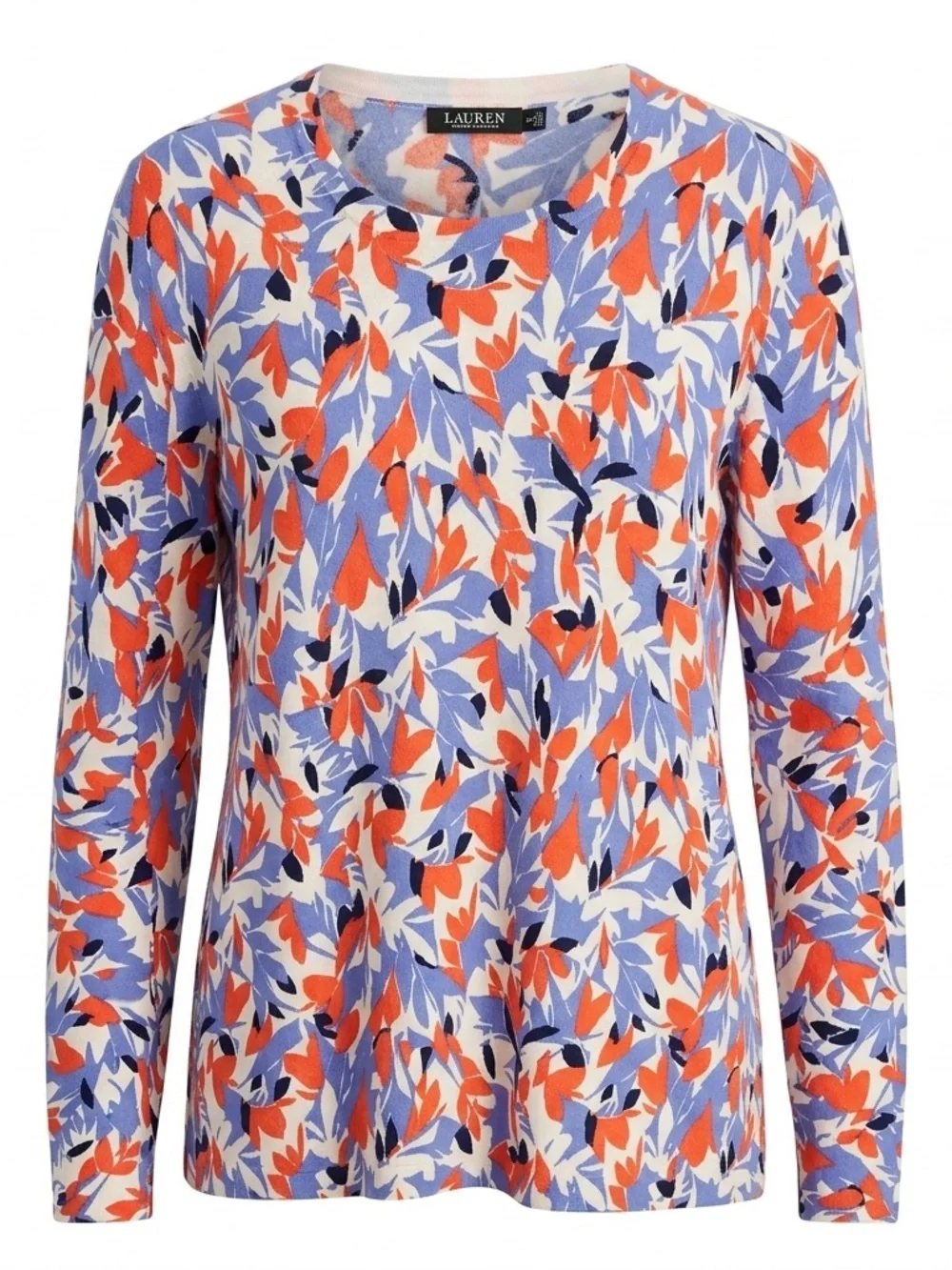 Lauren Ralph Lauren Long Sleeve Abstract Floral Knit Crewneck Knit Top XXL